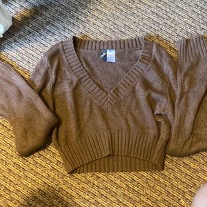 H&M Brown Long Sleeve Cropped Sweater